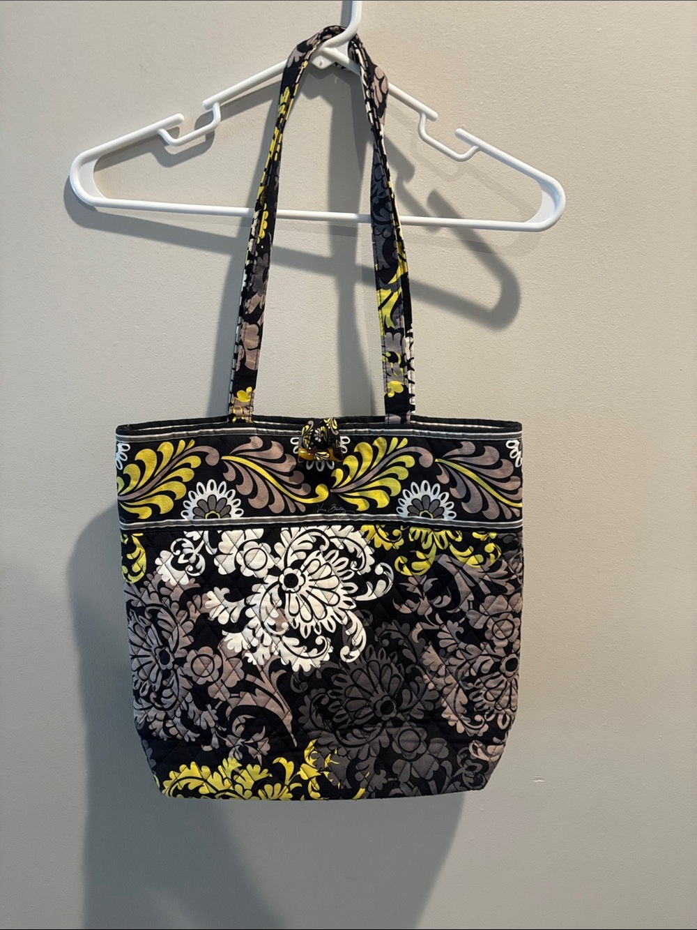 Vera Bradley Black, Yellow & Gray Quilted Floral Tote